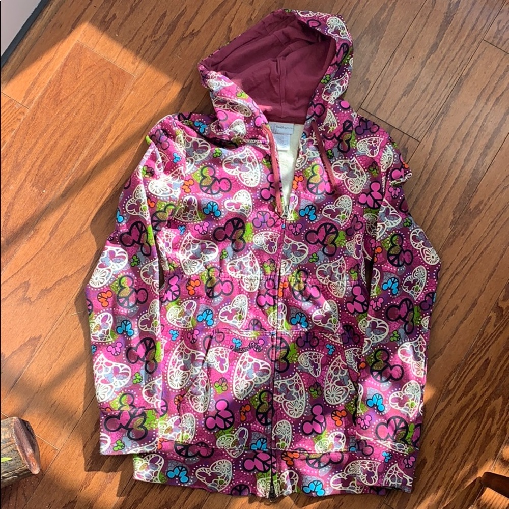 Walt Disney World Pink Peace Sign Hooded Zip Small